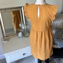 Knox Rose  mustard yellow babydoll cottage Eyelet ruffle sleeveless mini dress XS Photo 7