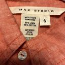 Max Studio  Linen Top long sleeve button up Salmon Orange Small Photo 2