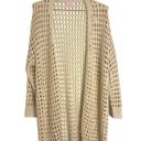 Pink Lily  Cream Long Open Knit Crochet Cardigan Size S Photo 1