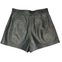 Frame  Leather Shorts Womens 27 Pleated High Waisted Noir Black Lamb Skin $578 Photo 3