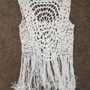 Full Tilt Ivory Knit Fringe Top, Women's Small Photo 2