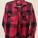 Arizona Jeans Arizona Maroon and Black Plaid Flannel Size Small Photo 0