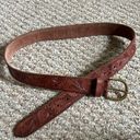 American Eagle brown tooled floral genuine buffalo leather belt Photo 0