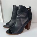 Kelsi Dagger  Brooklyn Gemma Bootie Peep Toe Stacked Heel Black Leather 9.5M Photo 1