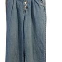 Forever 21 High Waist baggy button up elastic deep pockets light wash denim jeans 25" Photo 0