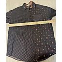 Vera Bradley Vtg 90s  S Petit Point Button Front Black Floral Shirt USA Made Photo 4