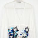 AMEN Womens Cotton Silk Sequin Artsy Floral Tropical Swim Coverup Top Size 42 M Size M Photo 2