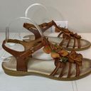 Vera Pelle  Brown Leather Floral Gladiator Sandals Sz 38 Photo 5