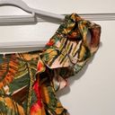 Cynthia Rowley Green Orange Jungle Print Linen a blend Flutter Sleeve Crop Top Photo 2