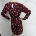 The Loft "" BURGUNDY FLORAL LONG SLEEVES SHIRTTAIL TIE WAIST CAREER DRESS SZE: S NWT Photo 5