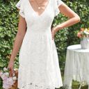 Merokeety Women's 2023 Summer V Neck Flutter Sleeve Dress Floral Lace Tie back Photo 1