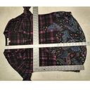 Black Rainn  - Roll Tab Sleeve V Neck Pullover Blouse Purple Black Plaid - Medium Photo 7