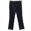 frame denim Frame Pant Women's Size 2 Perfect Heart-Embroidered Velvet Trouser Cropped Black Photo 3