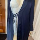 Banana Republic  XS Navy Satin Long Sleeve MIDI Robe Photo 10