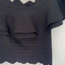 Endless Rose  Black Ruffle Off the Shoulder Eyelet Crop Top with Scalloped Edge S Photo 6