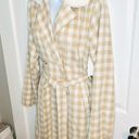 Aura  It's A Look Beige Plaid Coat Tie Double Breast Pearl Button M J NWT Photo 5