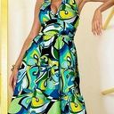 Boston Proper  Valencia Abstract Print Halter Fit and Flare Midi Dress Photo 0