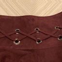 Parker  Burgundy Milos Loop Ring Suede Skirt Photo 6