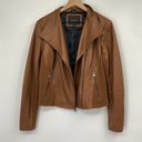Marc New York Andrew  Leather Moto Jacket Chic Felix Whiskey Brown Womens Large Photo 2