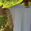 ZARA  Women's White And Tan Ruffled Sleeve Short Sleeve Top Size M Photo 2