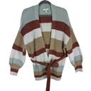 Nine West  Multicolor Striped Chunky Knit Balloon Sleeve Belted Cardigan Size XL Photo 2