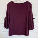 White House | Black Market  Wine Burgundy Tie - Sleeve Dressy Top SZ M Photo 2