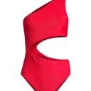 Beach Riot  Celine One Shoulder Cutout One Piece Red Ribbed Swimsuit Size XL Photo 1