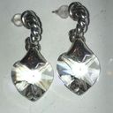 Brighton  Vintage Silver Tone Clear CZ Heart Boho Pierced Earrings Photo 1