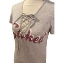 Adam Levine  Women's Lace Up Stoked Gray Maroon T-Shirt Small Photo 9