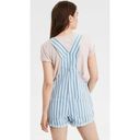 American Eagle  High Waisted Tomboy Shortall Bibs Blue & White Stripes Size Small Photo 1