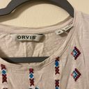 Orvis Womens  White Native American Design Long Sleeve Tee T-Shirt Sz Medium Photo 1