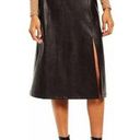 Spanx Leather-Like Midi Skirt Noir A-Line Shiny High-Waist Pencil Mid-Length S Photo 0