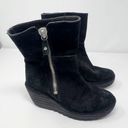 Fly London  Women's Suede Black Wedge Calf Boots Size 35 Photo 0