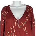 Massimo Dutti  Women’s 100% Silk Feather Print V-Neck Blouse Size 6 Photo 1