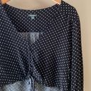 Wild Fable  polka dot button up tie front crop top Photo 3