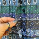 Vintage Blue  indigo purple Aztec Southwestern stripe short sleeve button shirt Photo 3