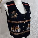 Karen Scott Winter Scenes Button Up Vest Classic Vintage Photo 1