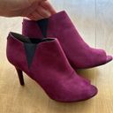 Unisa Faux Suede Un Saffyre Peep Toe Heeled Booties, Red Wine/Berry, Size 8M Photo 10