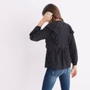 Madewell Silk Ruffle-Front Top Black Size L Photo 1