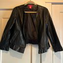 Catherine Malandrino  | Black Pleather Ruffled Leather Jacket Size 12 Photo 0