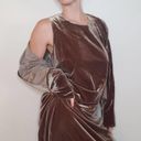 Vintage 90s Velvet 2 Piece Set Sleeveless Maxi Crop Cardigan Taupe Size 12 Photo 2