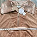 Current Air NWT  Oversized Collar Velour Pullover Shirt 1/4 Zip Taupe Tan Small Photo 5