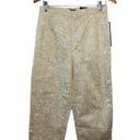 Bill Blass  Light Khaki Stretch Capri Pants with White Floral Print Size 8 Photo 0