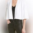 Alice + Olivia  White Marjory Cropped 3/3 Sleeve Pleated Blazer Size Small Photo 0