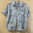 Vintage Blue Floral 90s collared button down short sleeve shirt y2k Photo 0