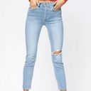 RE/DONE  90s High Rise Ankle Crop Worn Bright Blue Jeans size 25 Photo 0