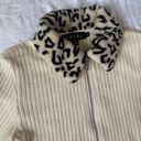 Motel Rocks Ivory Leopard Print Ribbed Zip Up Jacket Photo 2