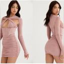 House Of CB  Adanna Blush Corset Style Mesh Mini Dress NWOT S XS Baby Pink Photo 2