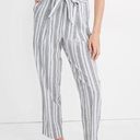 Madewell  Linen-Cotton Paperbag Pants in Dark Baltic Stripe Size 4 Beachy Summer Photo 0