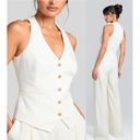 Nadine Merabi Cate Waistcoat & Wide Leg Trouser Pants Set Cream Women's Size XS Photo 1